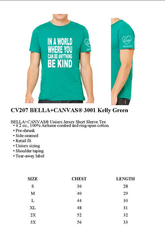 Kelly Green "BE KIND" T-Shirt - Adult & Youth sizes